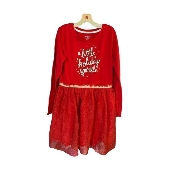 Cat & jack girls, Christmas/holiday tuelle red dress size 10/12  - Picture 2 of 4